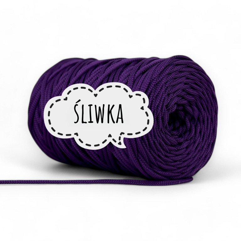 SZNUREK POLIESTROWY 3 MM - ŚLIWKA